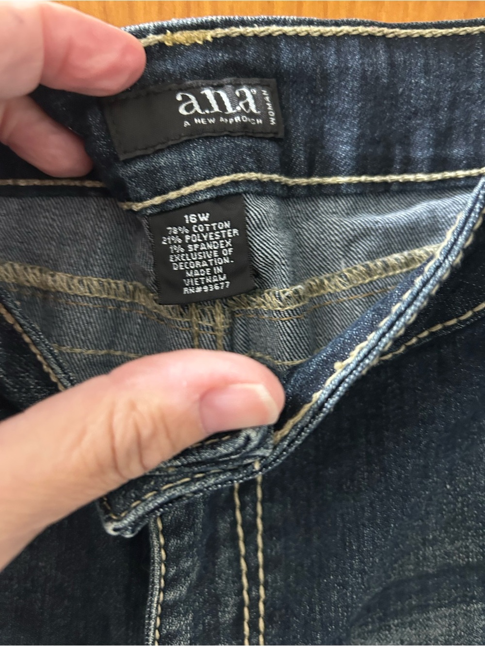 Denim Roll-Cuff Women's Shorts - Dark Blue by A.N.A. - Picture 4 of 4